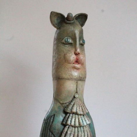Kot, rzeźba ceramiczna, 51 x 22 x 13 cm