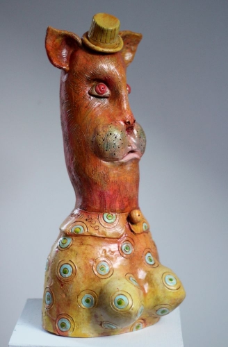 Kotoson, ceramika, rzeźba, 48 x 20 x 17 cm